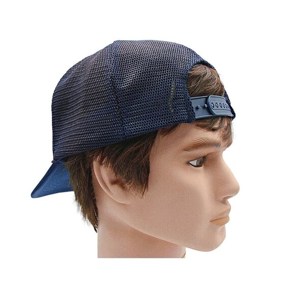 The Sportsman Vintage Snapback Trucker Hat Blue New Design Construction Logo - Picture 8 of 12